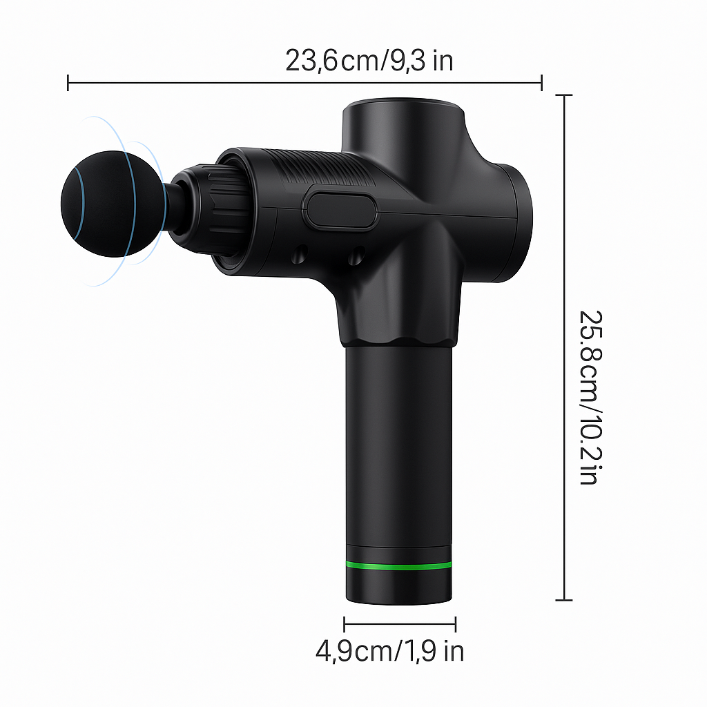 Pistolet de Massage Musculaire - Détails et accessoires